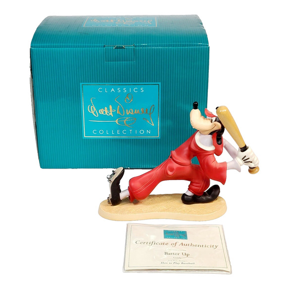 Walt Disney Classics Batter Up Goofy Figurine How to Play Baseball With COA, Box - Picture 1 of 15